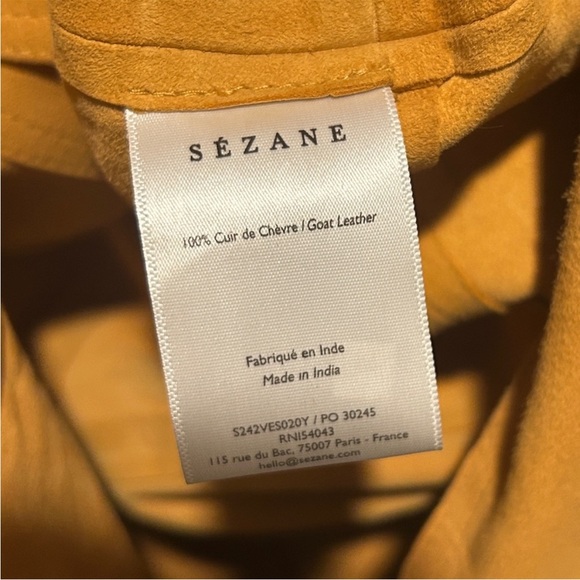 Sezane Regine Jacket Goat Leather Suede Ocre NWT - Picture 10 of 10